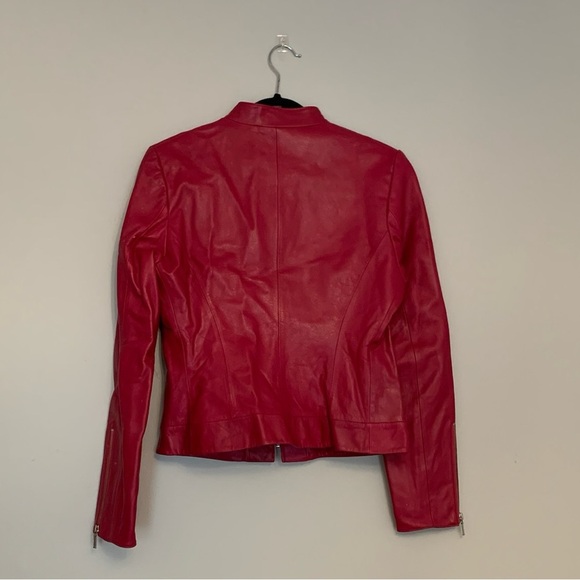 Id. Collection Pink Leather Moto Jacket Vintage Women Size 8 FLAWED - SEE NOTES - Picture 11 of 13